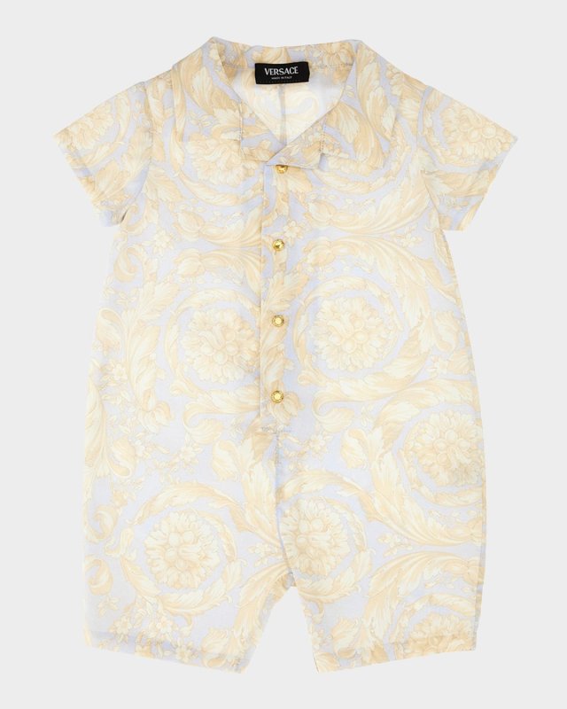 Boy's Barocco-Print Playsuit, Size 3M-